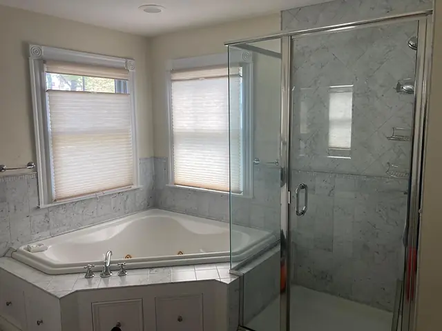 Marble bathroom with jetted tub